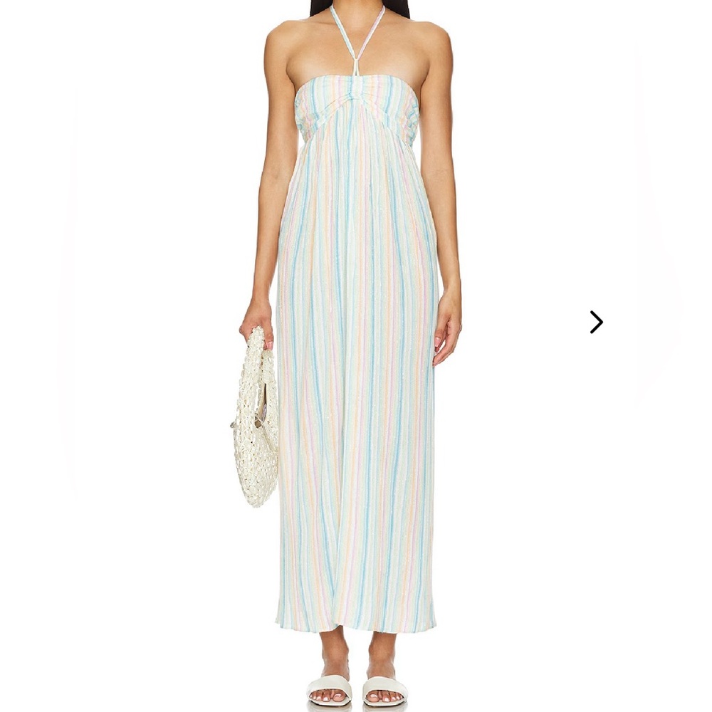 Lovers + Friends REVOLVE Pastel Striped Halter Maxi Sundress Dress - XS